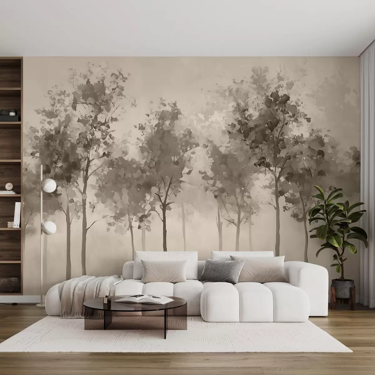 wall murals Abstract trees in oil painting style w03576v2