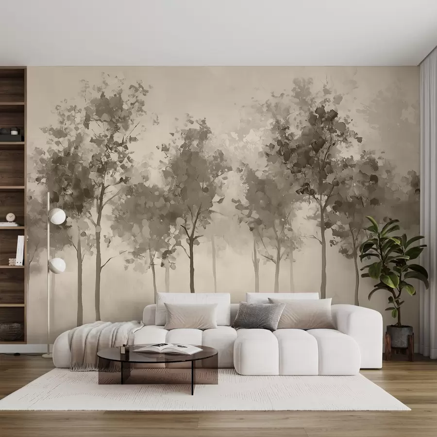 wall murals Abstract trees in oil painting style w03576v2