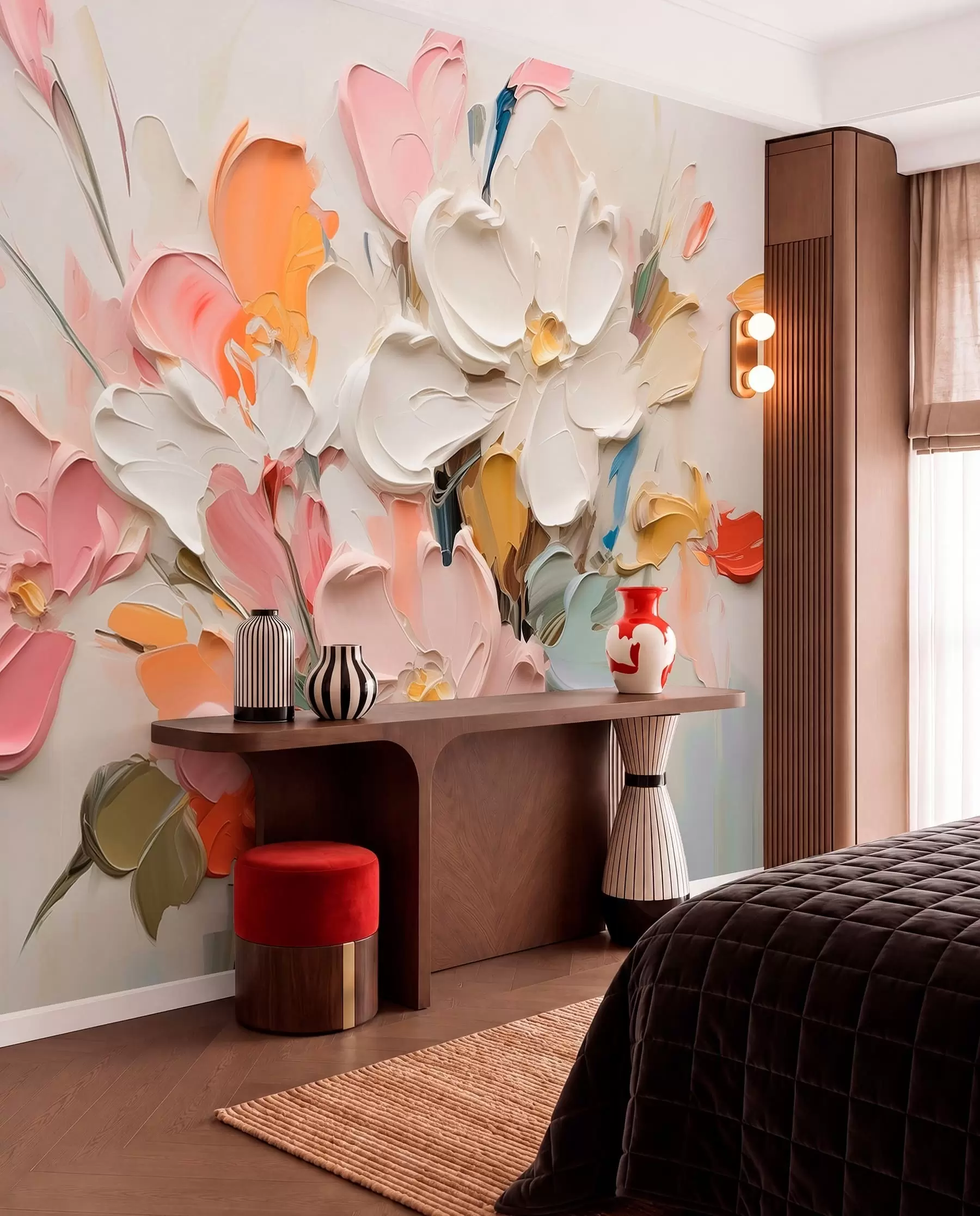 wall murals Petals in Thick Brushstrokes w03582