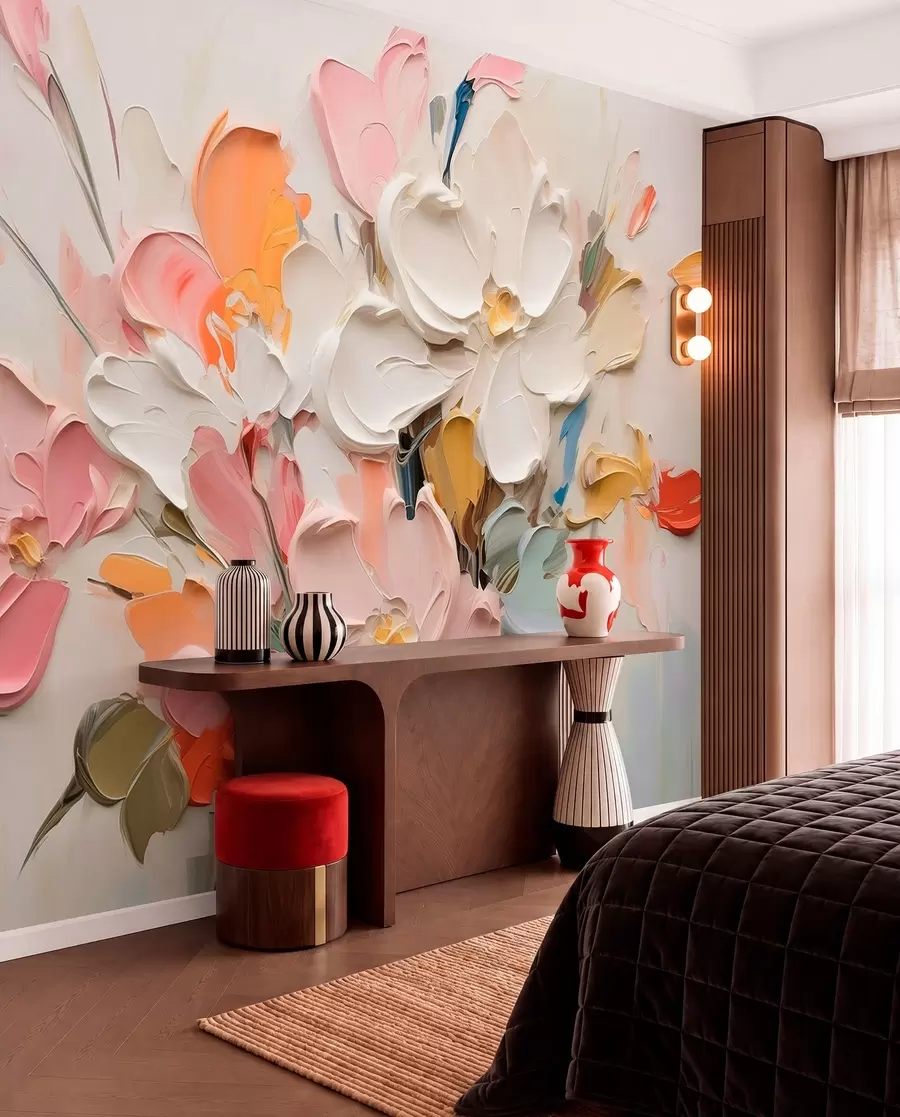wall murals Petals in Thick Brushstrokes w03582