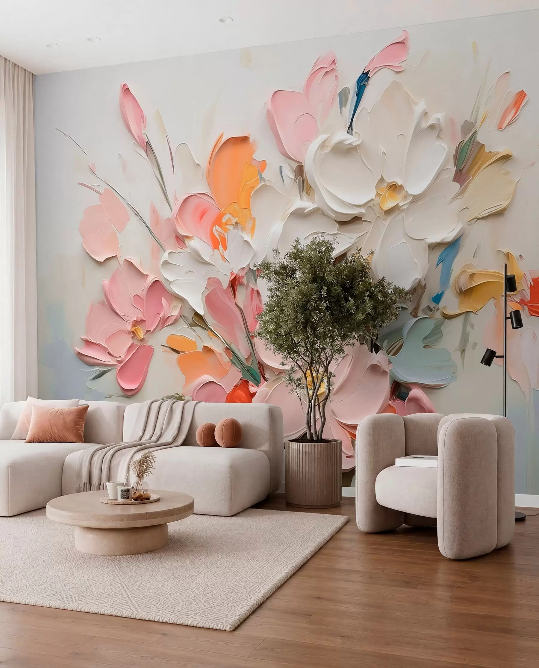 wall murals Petals in Thick Brushstrokes w03582