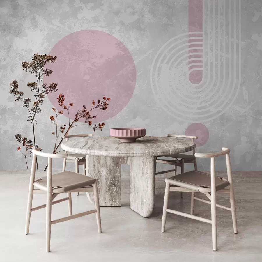 wall murals grunge modern geometry with dried flowers w03459