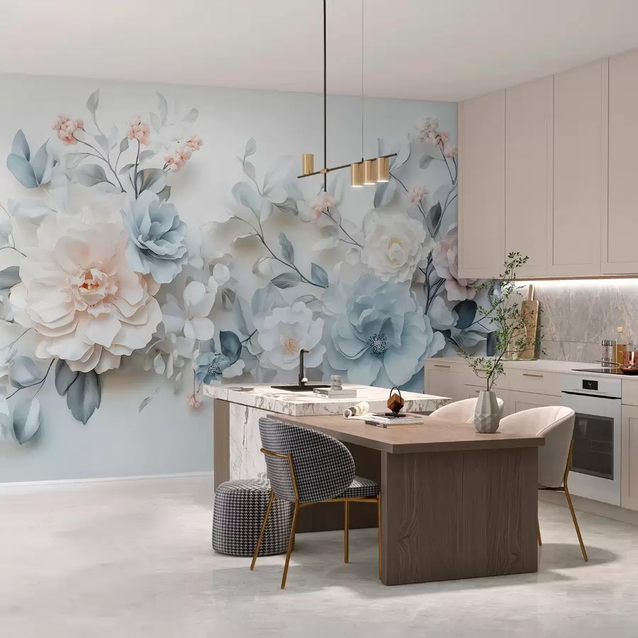 wall murals delicate airy flowers with a volume effect in the style of oil painting w03457