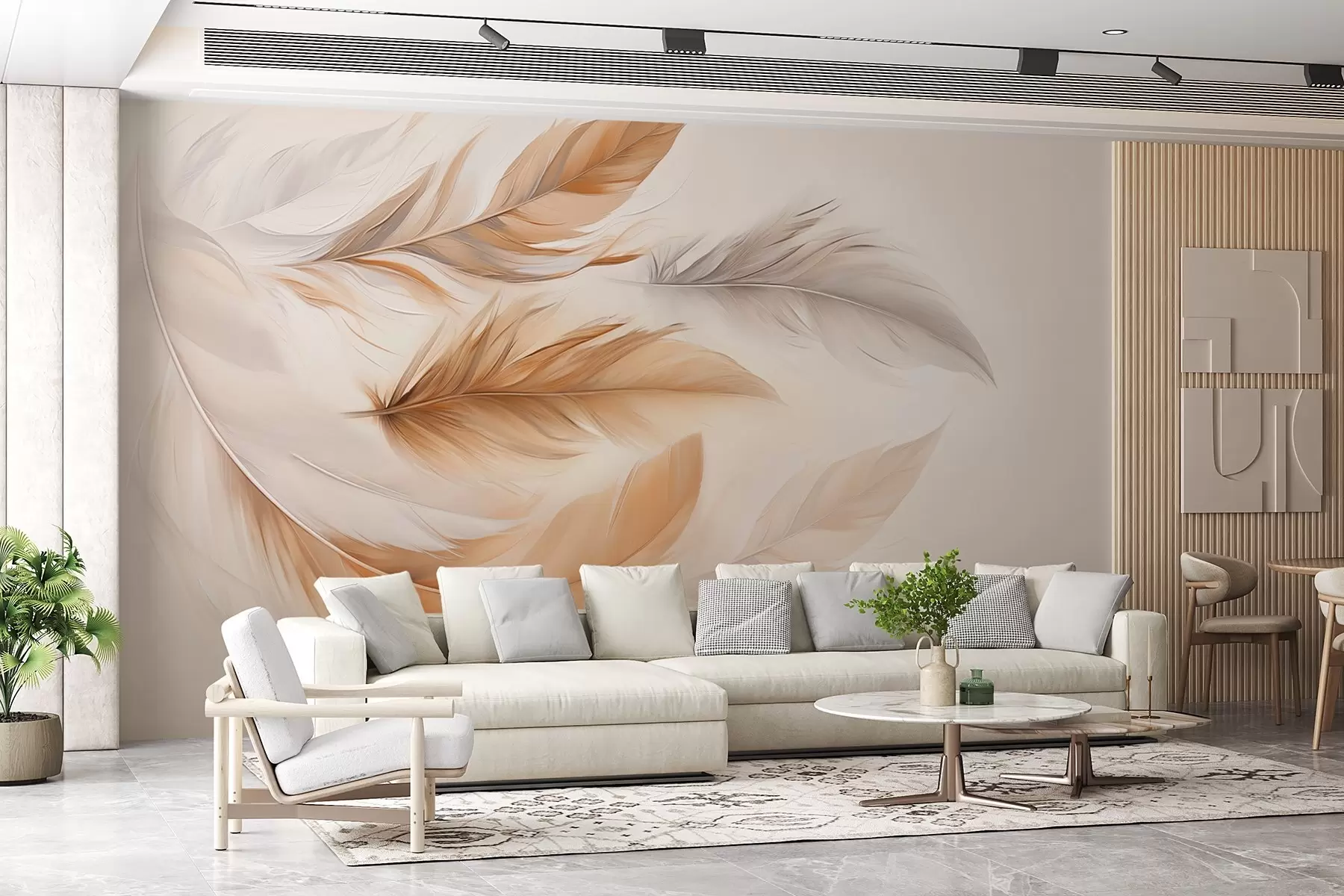 wall murals Floating airy brown-gray feathers w08968