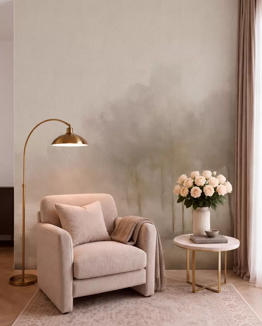 wall murals Woodland in Sepia Mist w03596