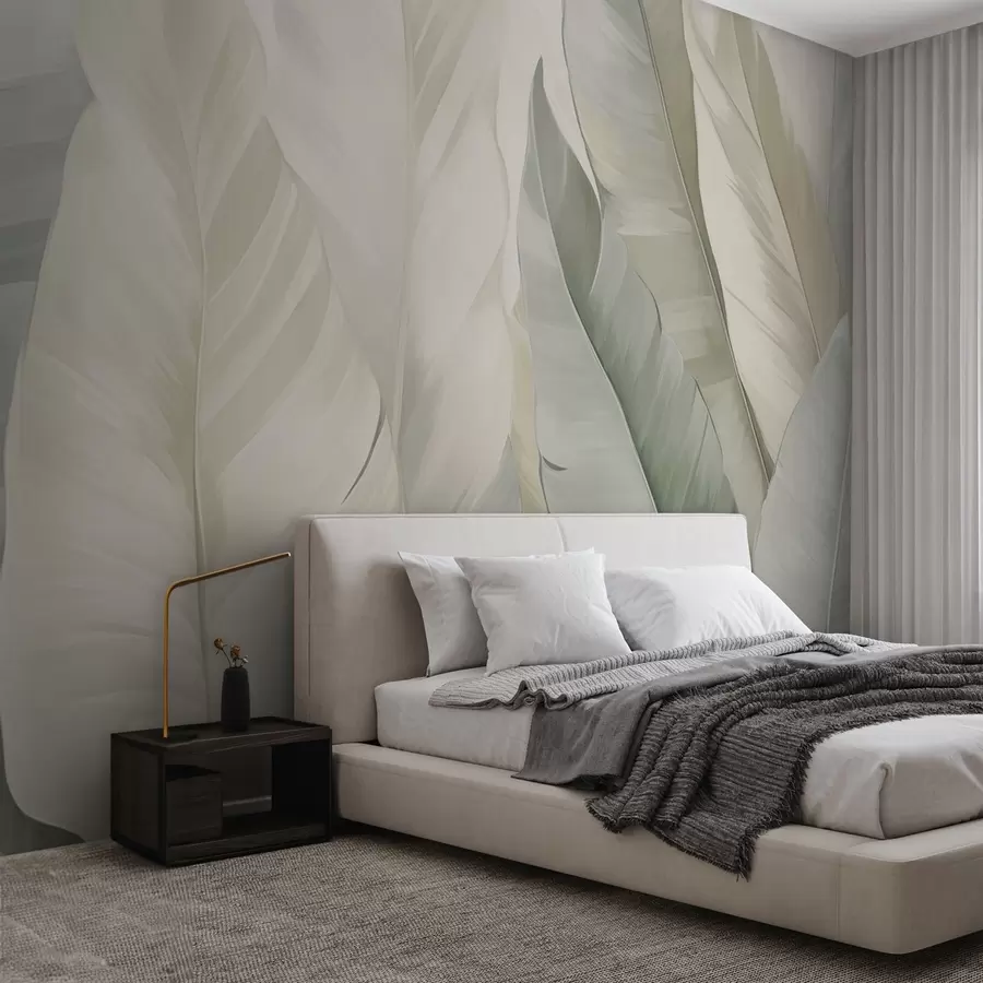 wall murals Green delicate tropical foliage w03598