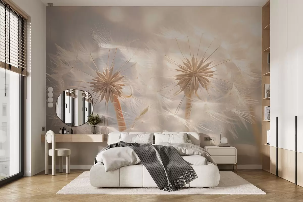 wall murals Delicate dandelions and sunlight w03606