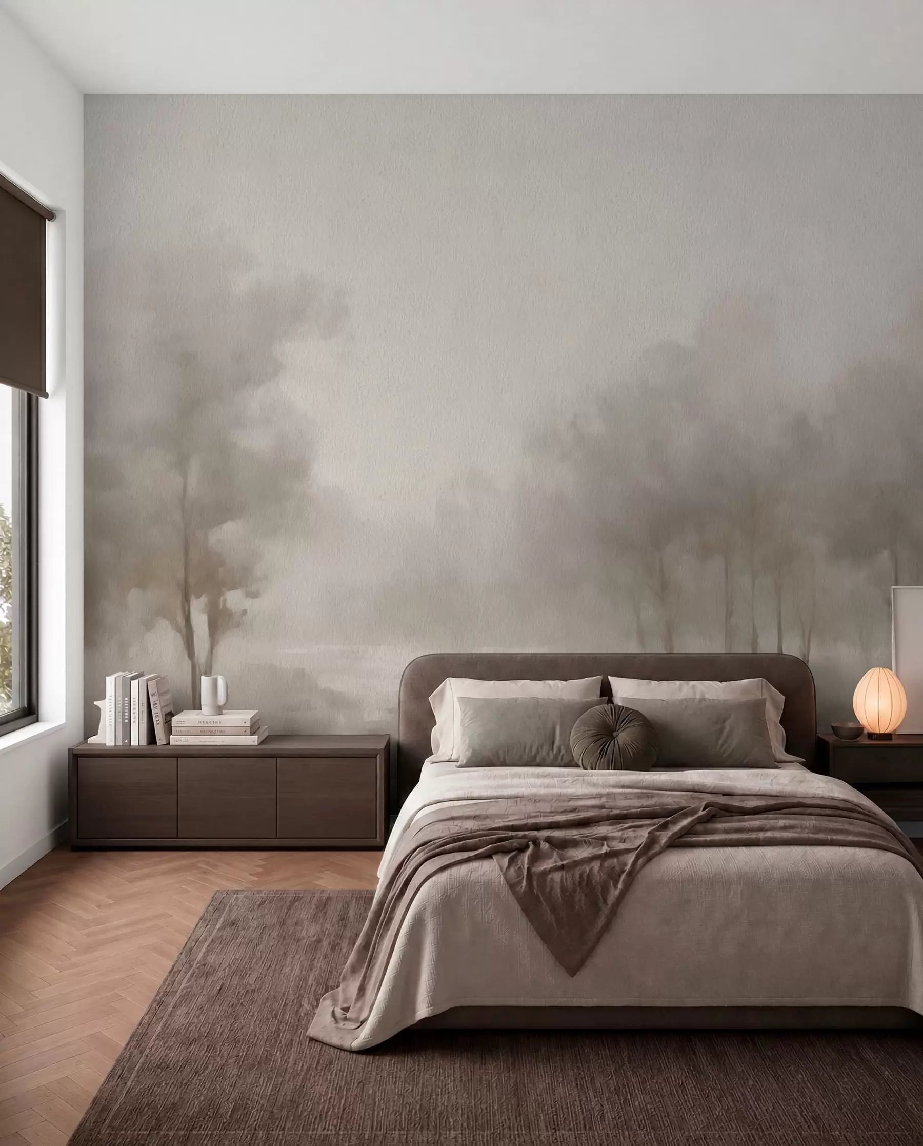 wall murals Abstract forest in light gray tones w03596v1