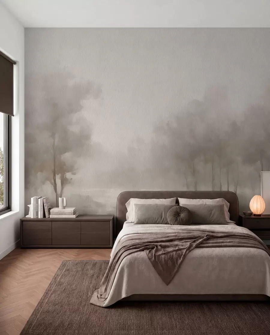 wall murals Abstract forest in light gray tones w03596v1