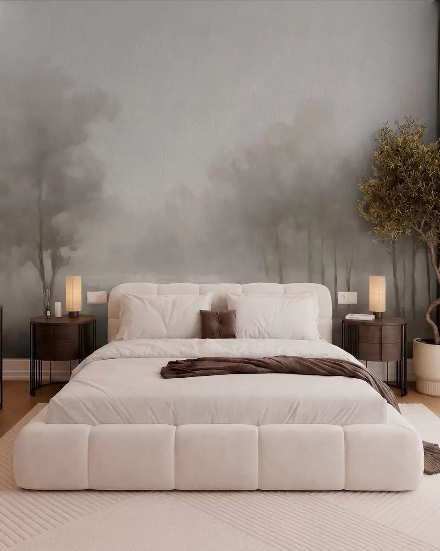 wall murals Abstract forest in light gray tones w03596v1
