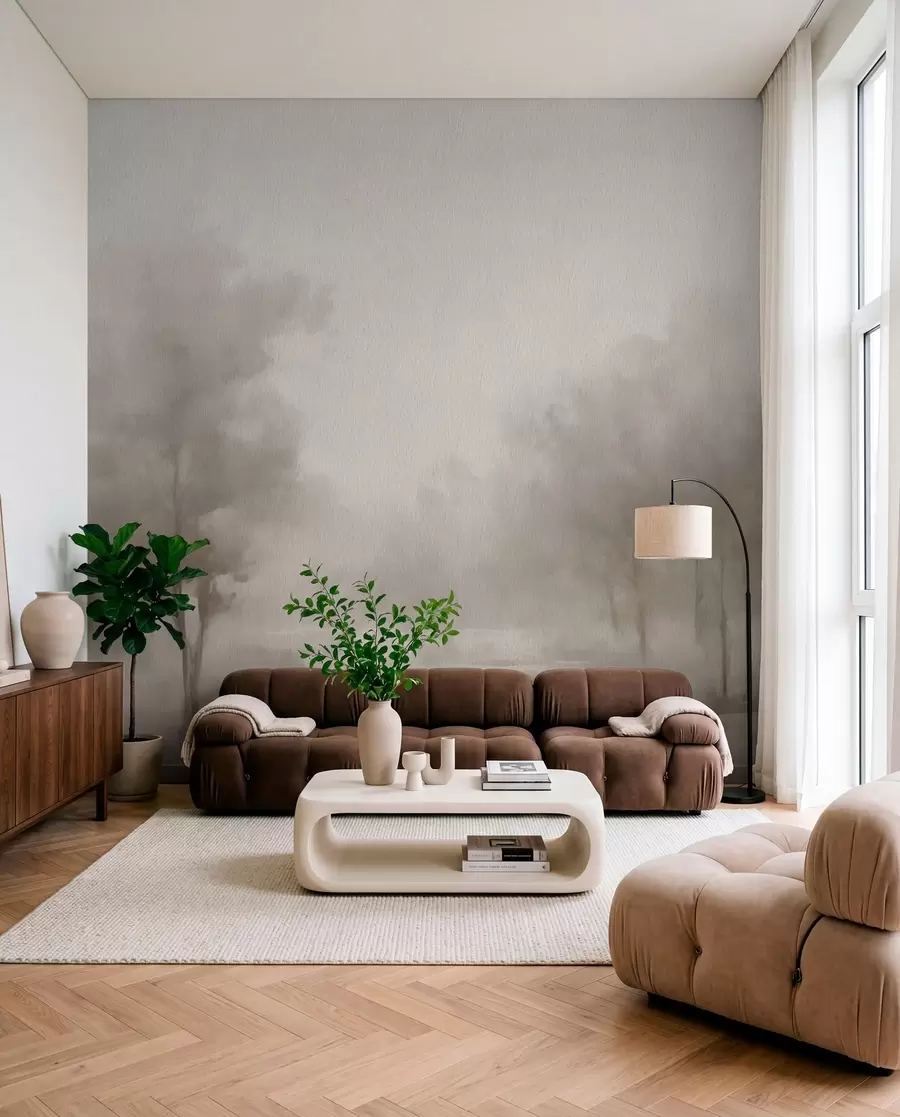 wall murals Abstract forest in light gray tones w03596v1