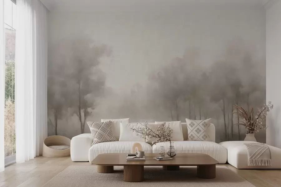 wall murals Abstract forest in light gray tones w03596v1