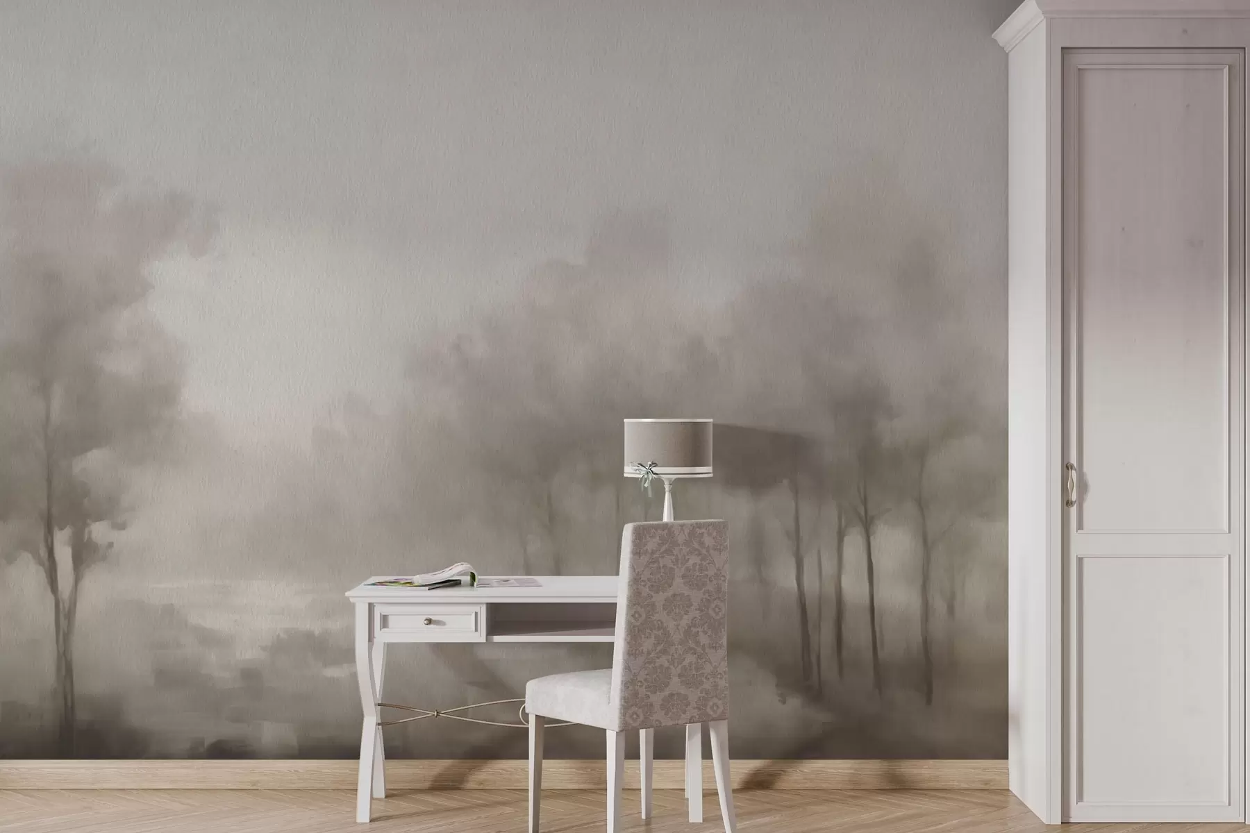 wall murals Abstract forest in light gray tones w03596v1