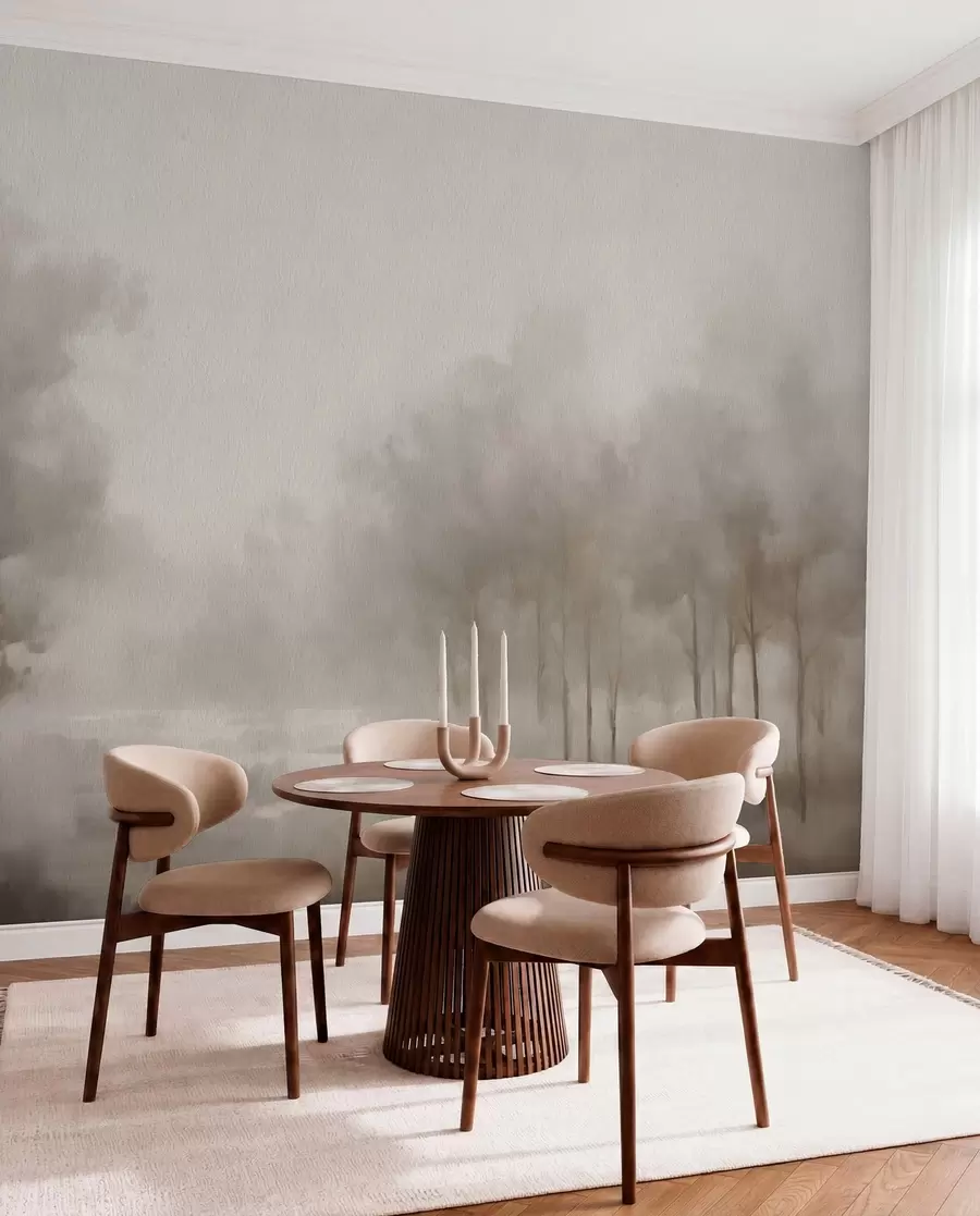 wall murals Abstract forest in light gray tones w03596v1