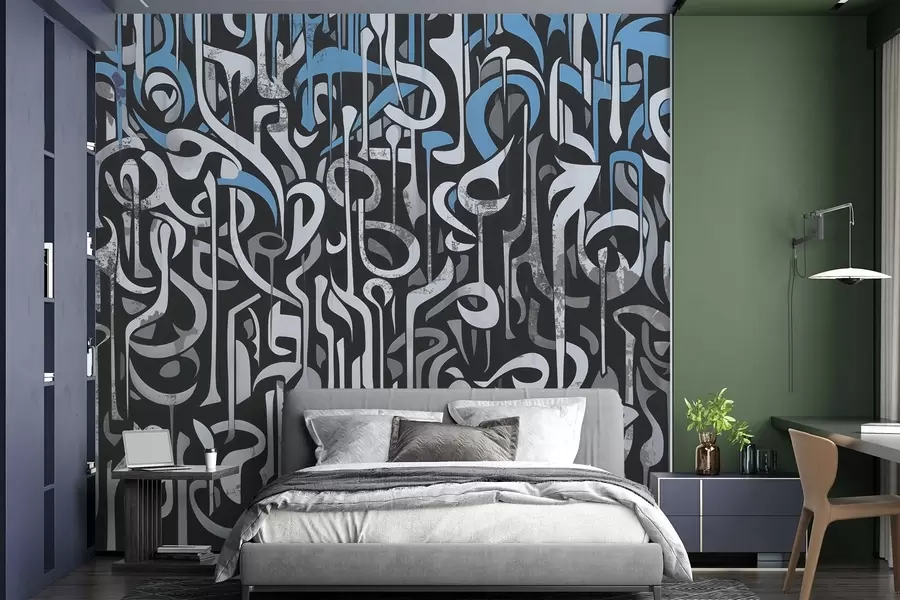 wall murals Street art design with blue and gray w03607v1