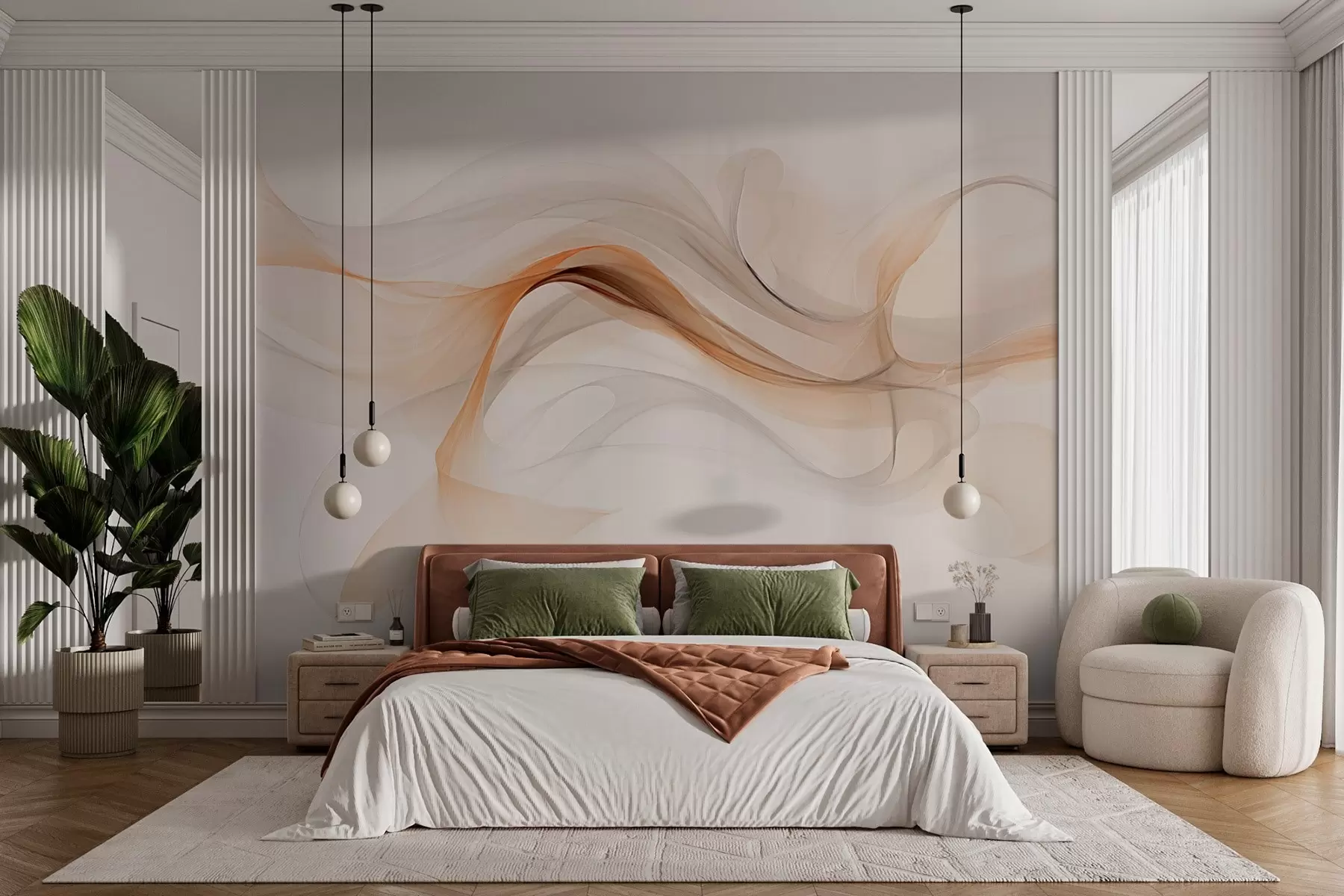 wall murals Abstraction with soft waves w03609