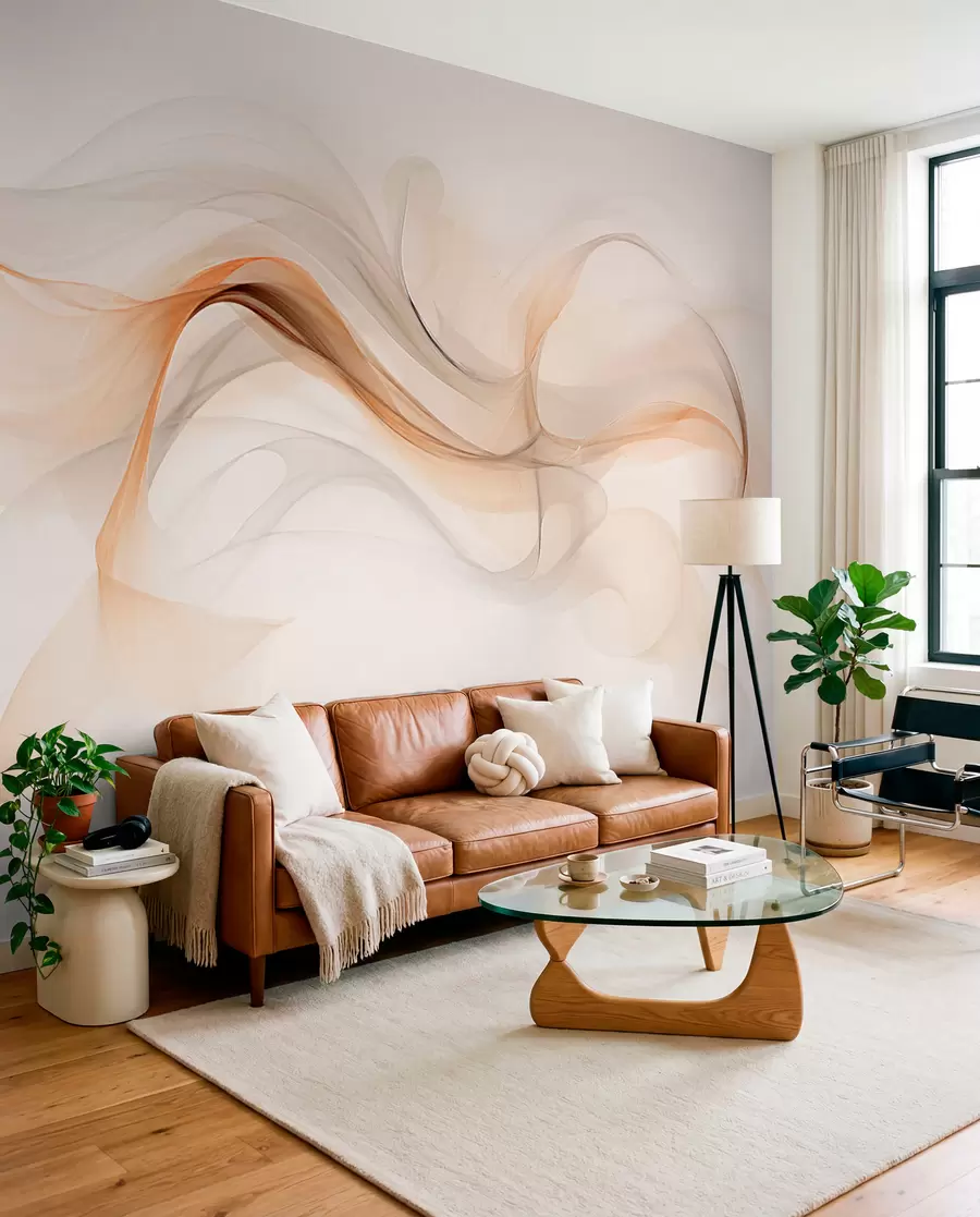wall murals Abstraction with soft waves w03609