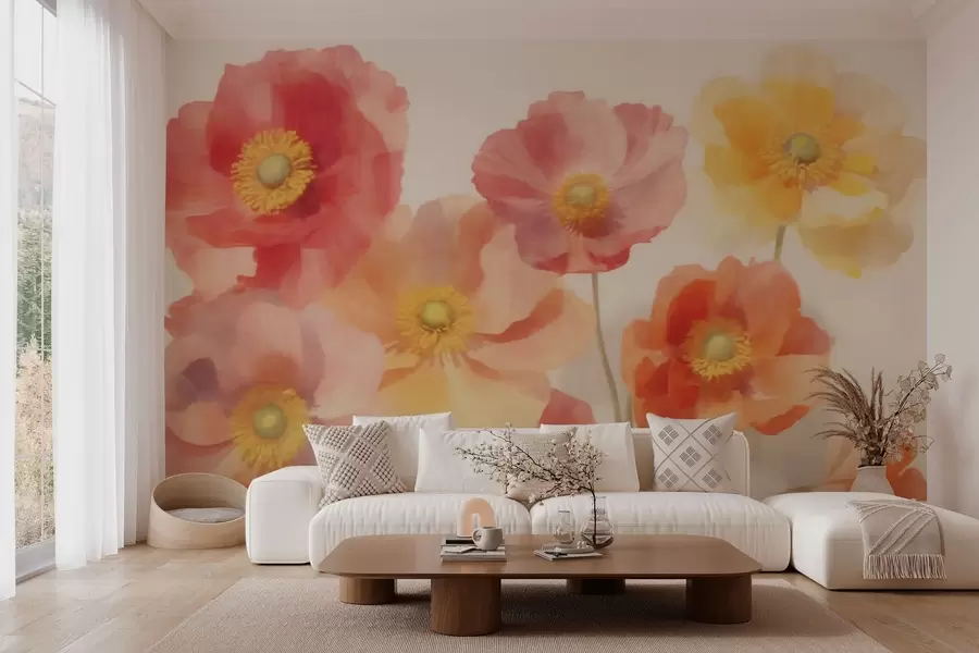 wall murals Colorful poppy flowers w03639