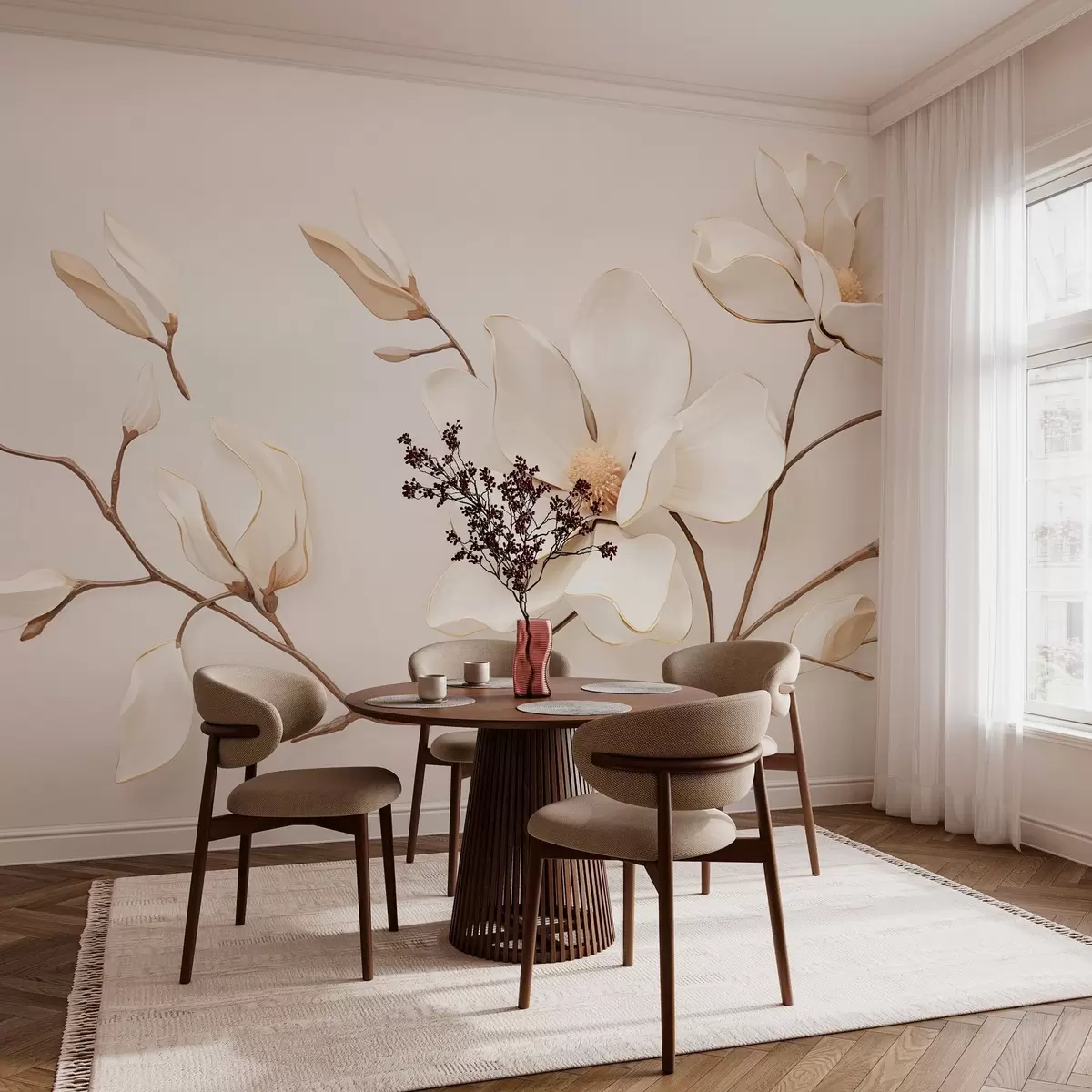 wall murals Magnolia flowers in delicate pastel shades w03645