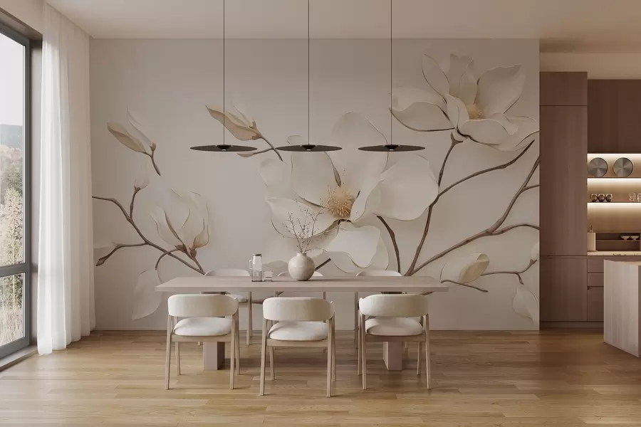 wall murals Magnolia flowers in delicate pastel shades w03645