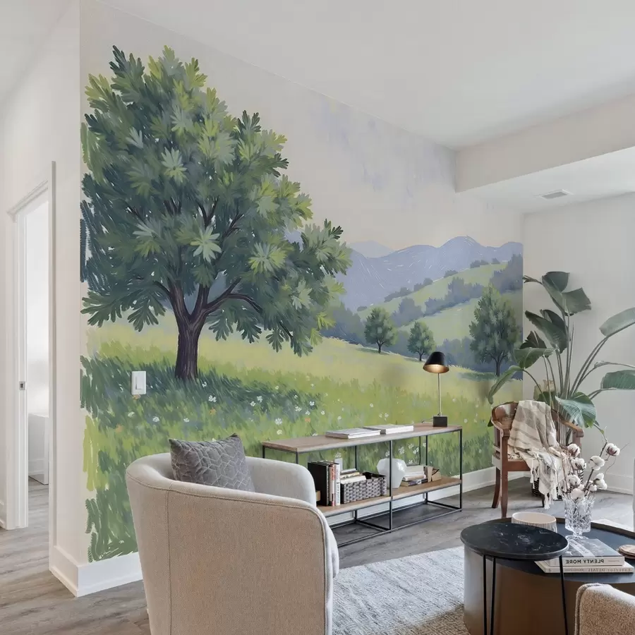wall murals Landscape painted in oil style w03656