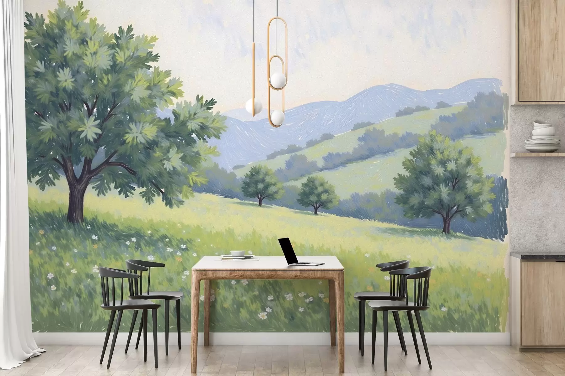 wall murals Landscape painted in oil style w03656