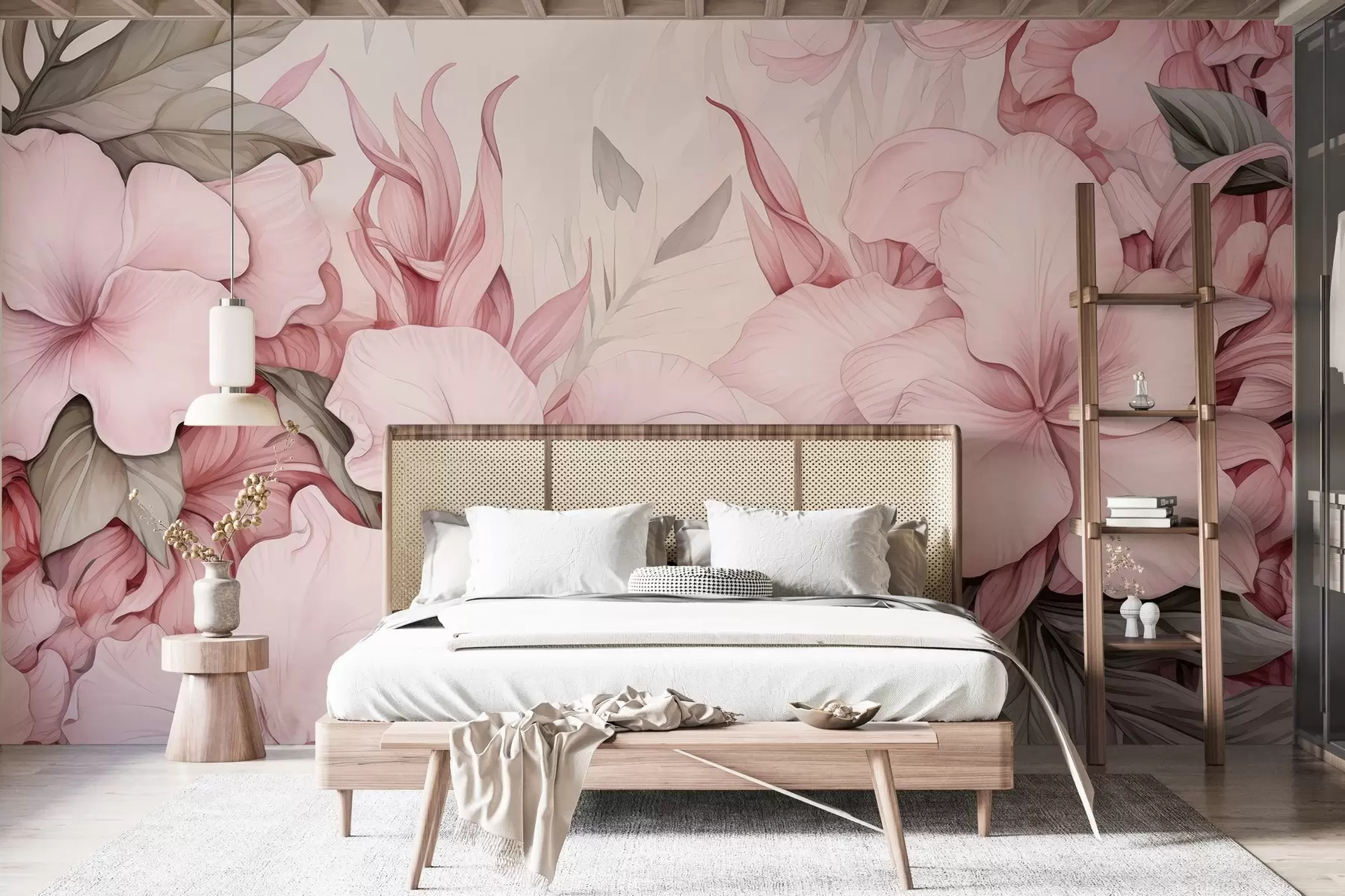 wall murals Watercolor tropical flowers w03661
