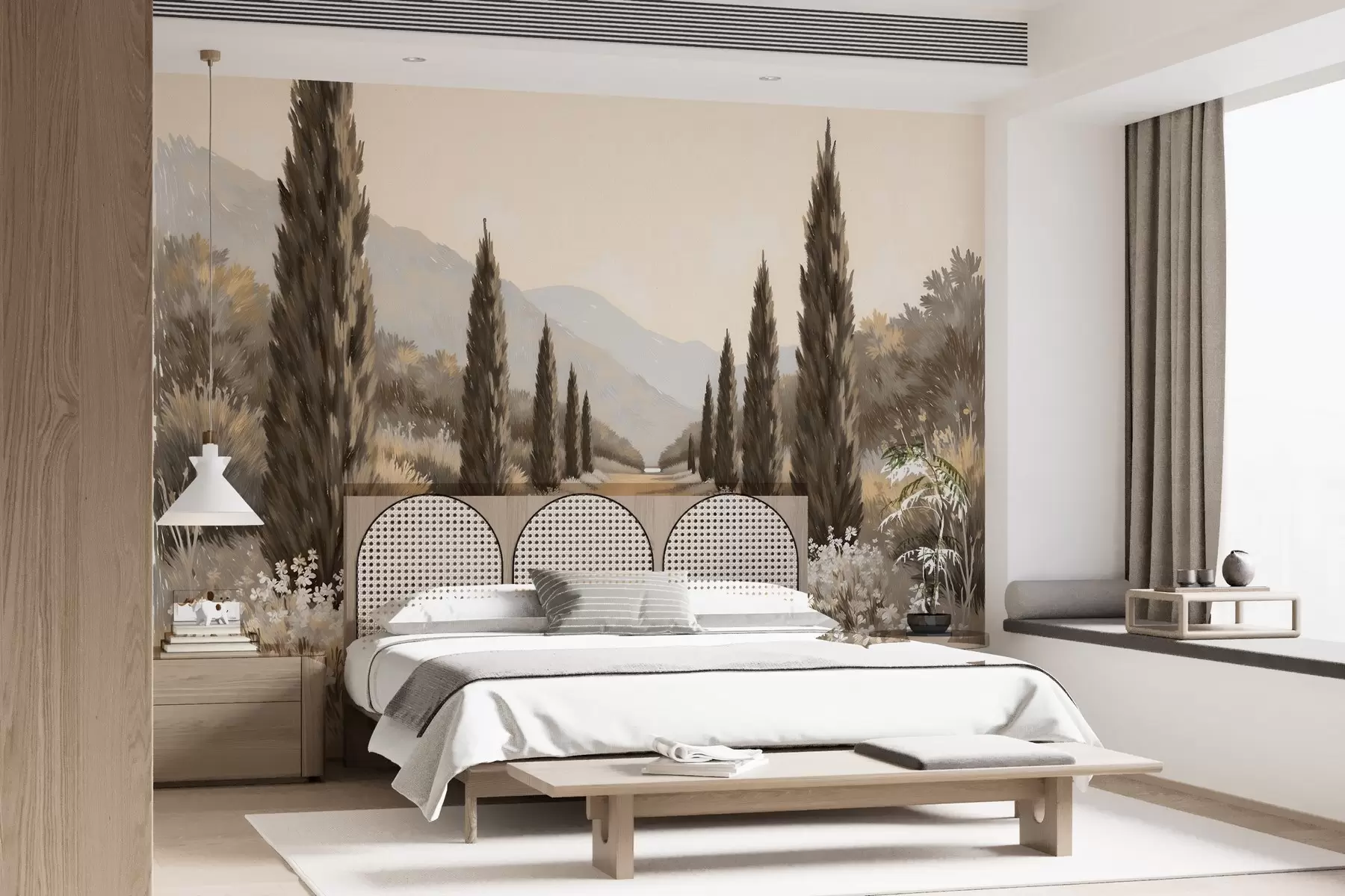 wall murals Garden painted in oil style w03662v1