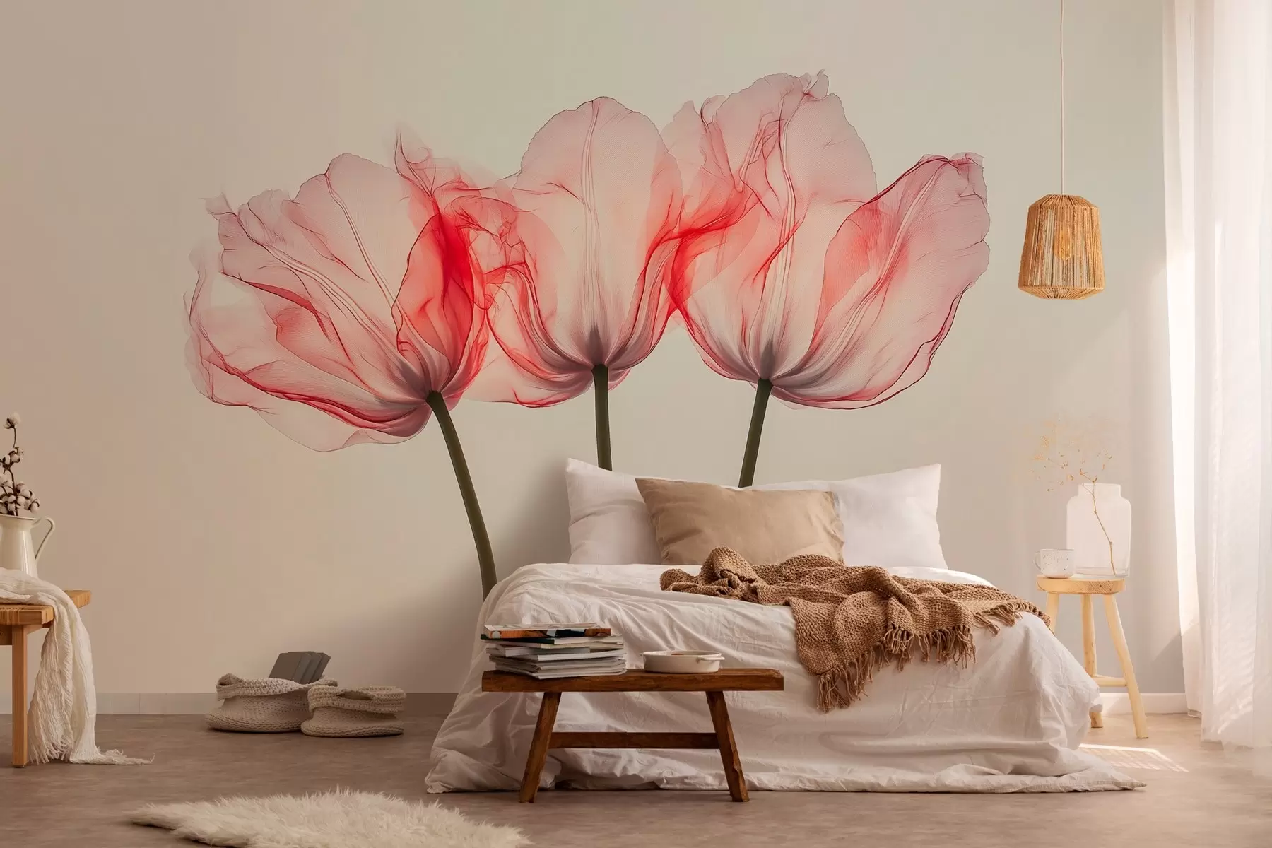 wall murals translucent tulips w03614