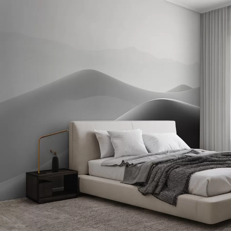 wall murals Mountains in black and white tones w08987