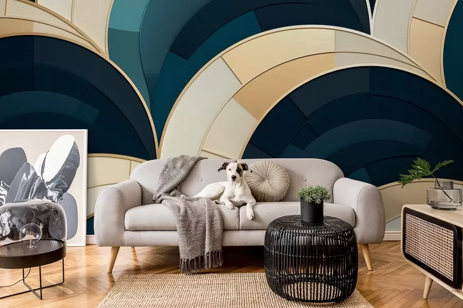 wall murals Blue-yellow abstract figures w08991