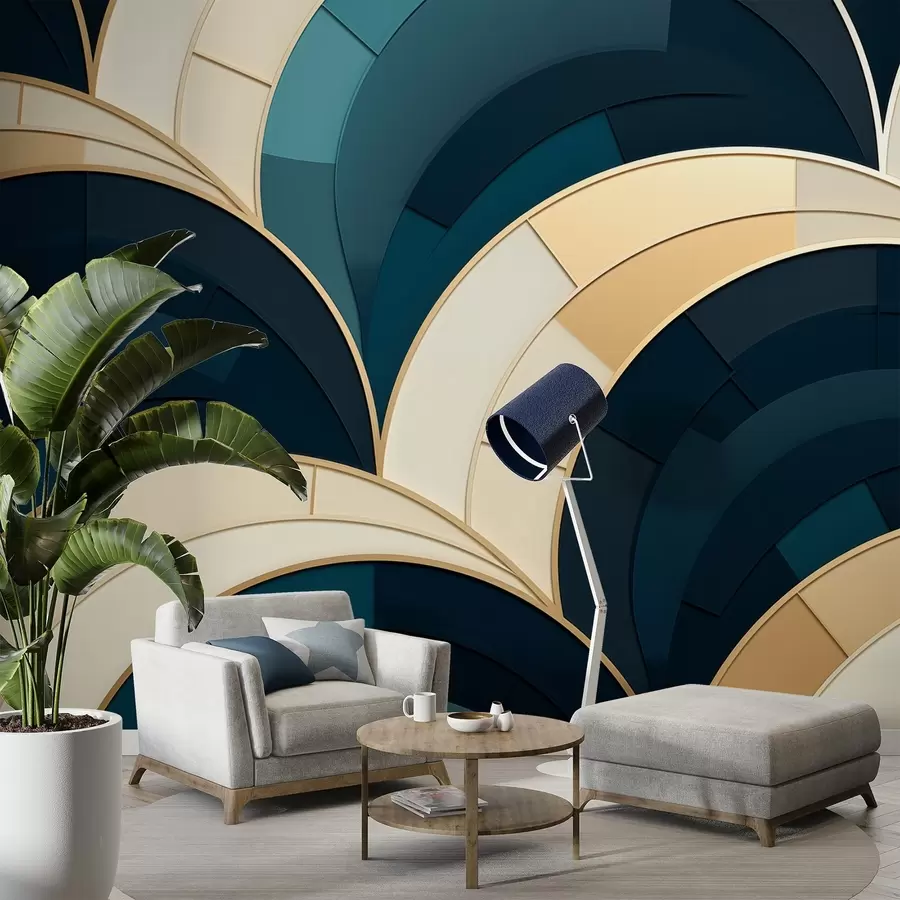 wall murals Blue-yellow abstract figures w08991
