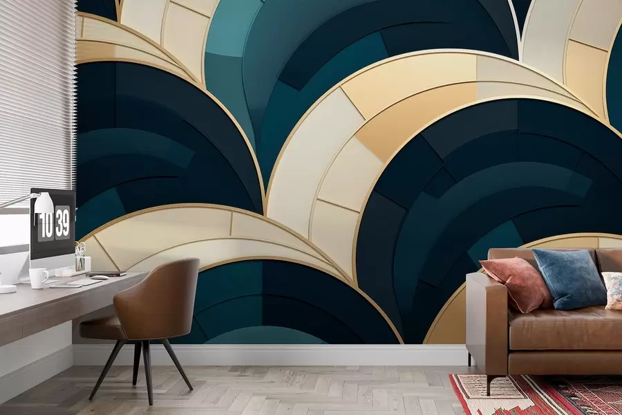 wall murals Blue-yellow abstract figures w08991