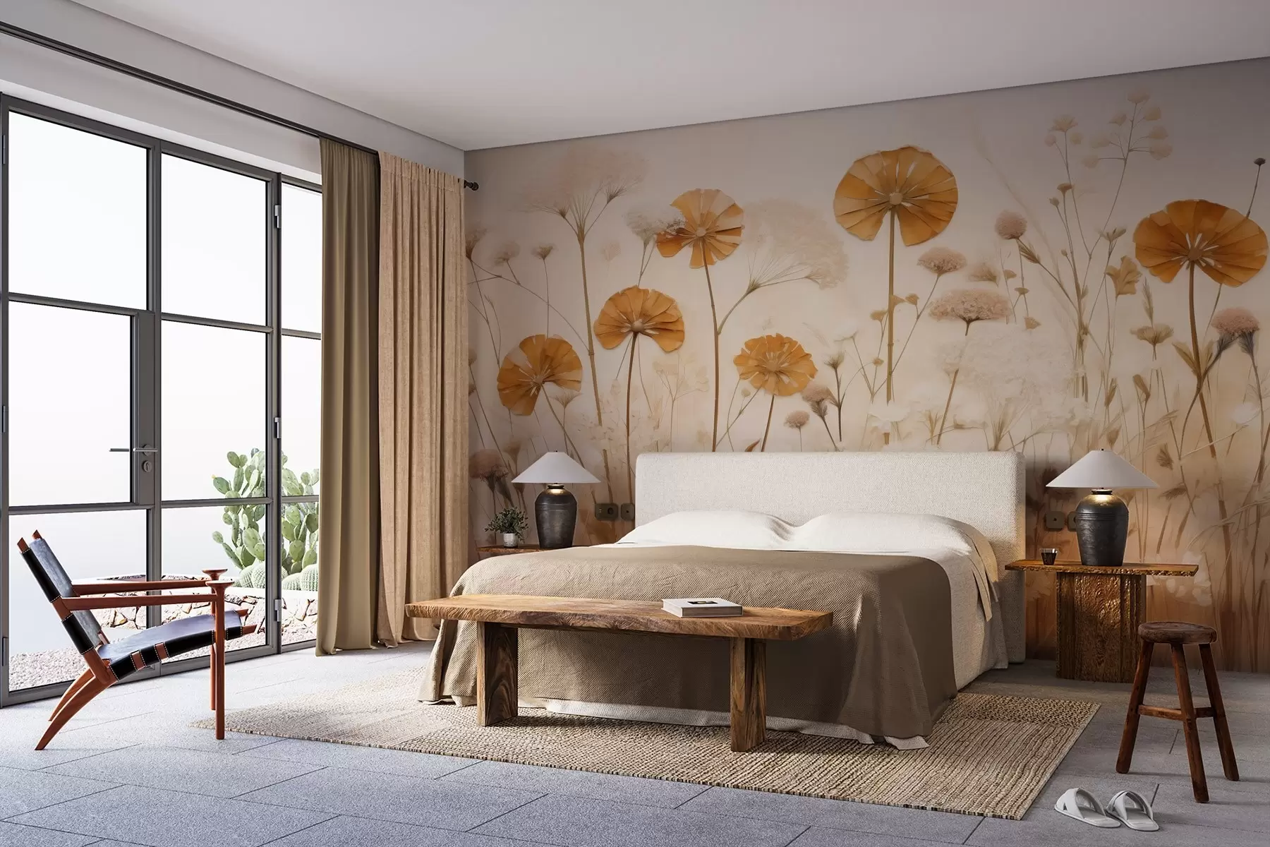wall murals Wildflowers with yellow hues in warm tones w08994