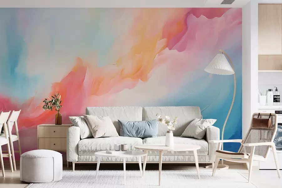 wall murals An abstraction of colorful flowers in painting style w09000