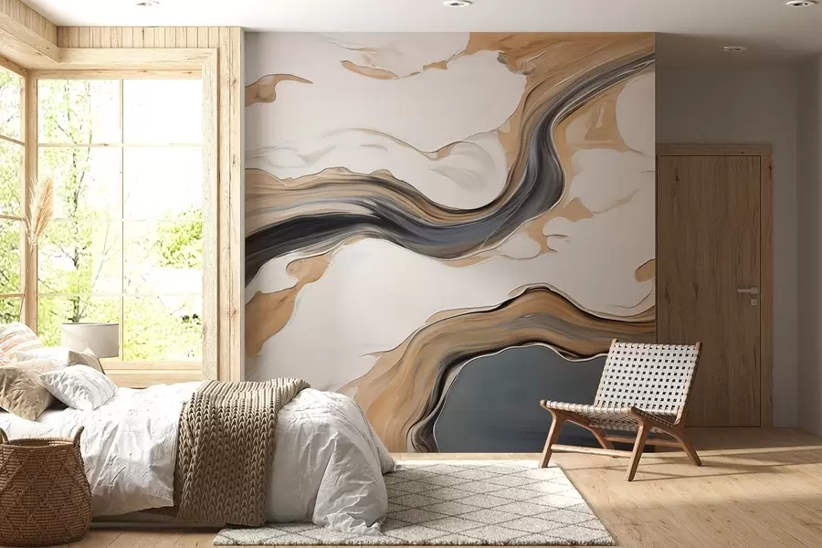 wall murals Brown-gray streaks in the form of waves w09001