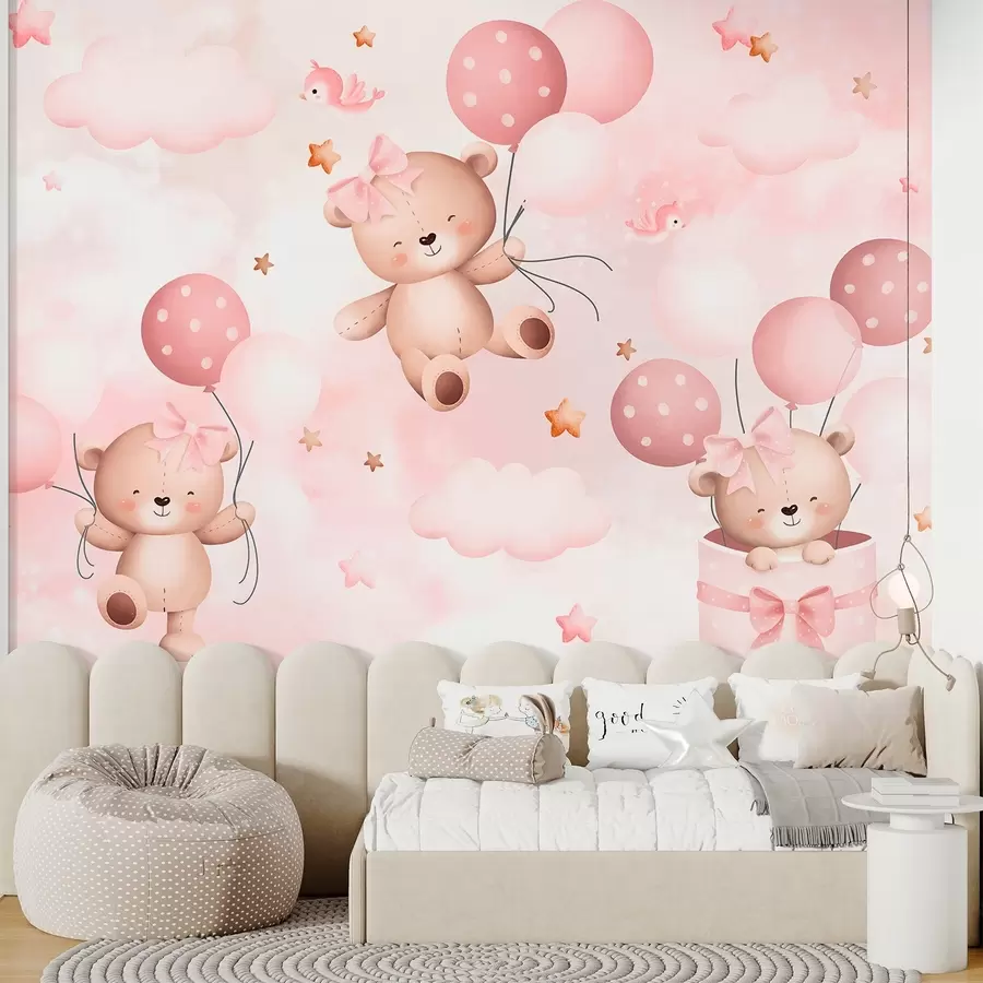 wall murals Bears with balloons w03680