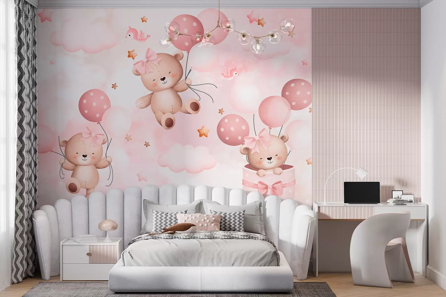 wall murals Bears with balloons w03680