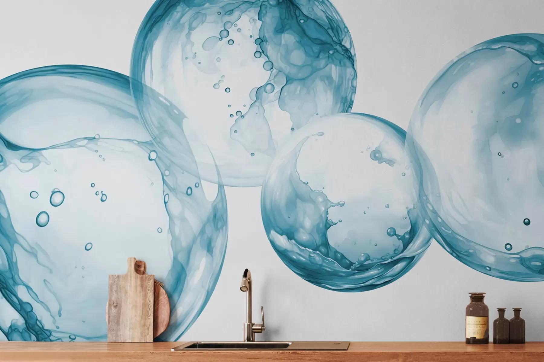 wall murals Water bubbles imitation watercolor w03736