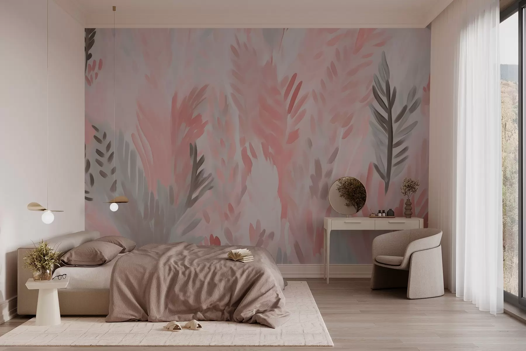 wall murals Vegetation shades of pink w03738v1