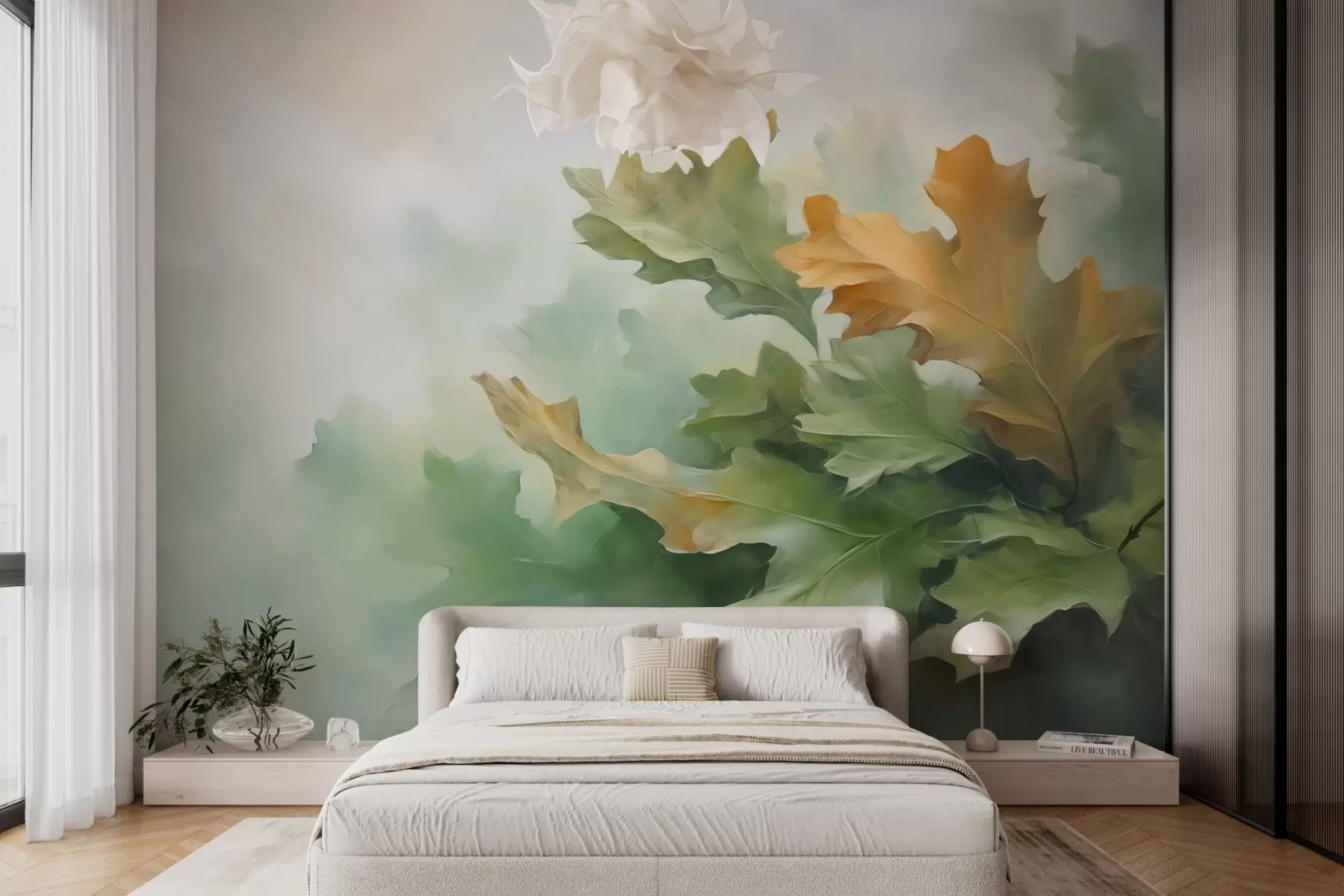 wall murals Abstract oak leaves w03775