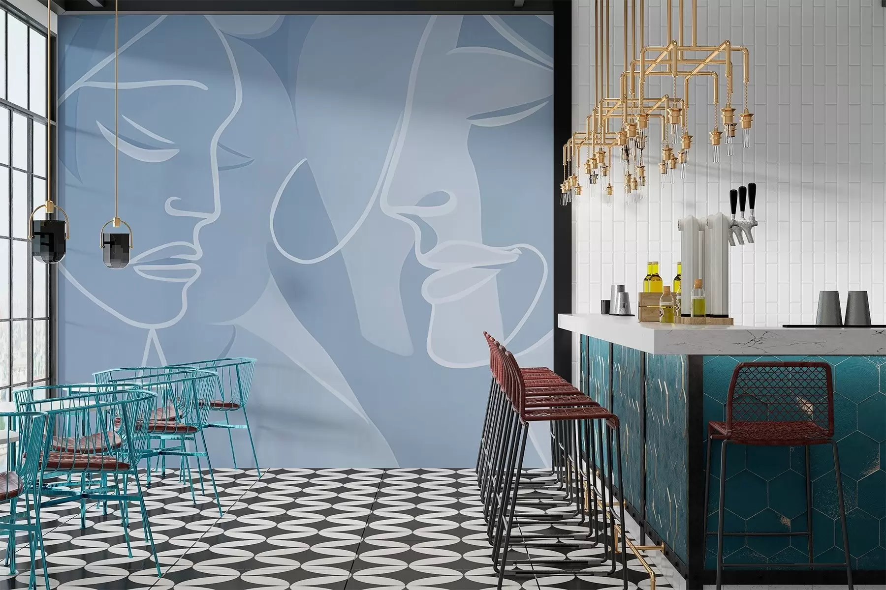 wall murals Abstraction of faces w03732v1