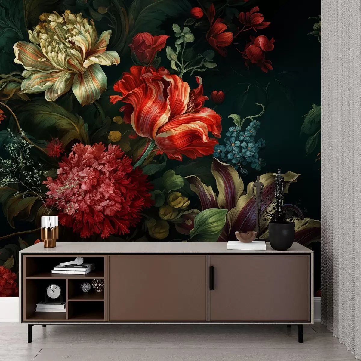 wall murals Garden Symphony,Various flowers, petals, foliage w03782