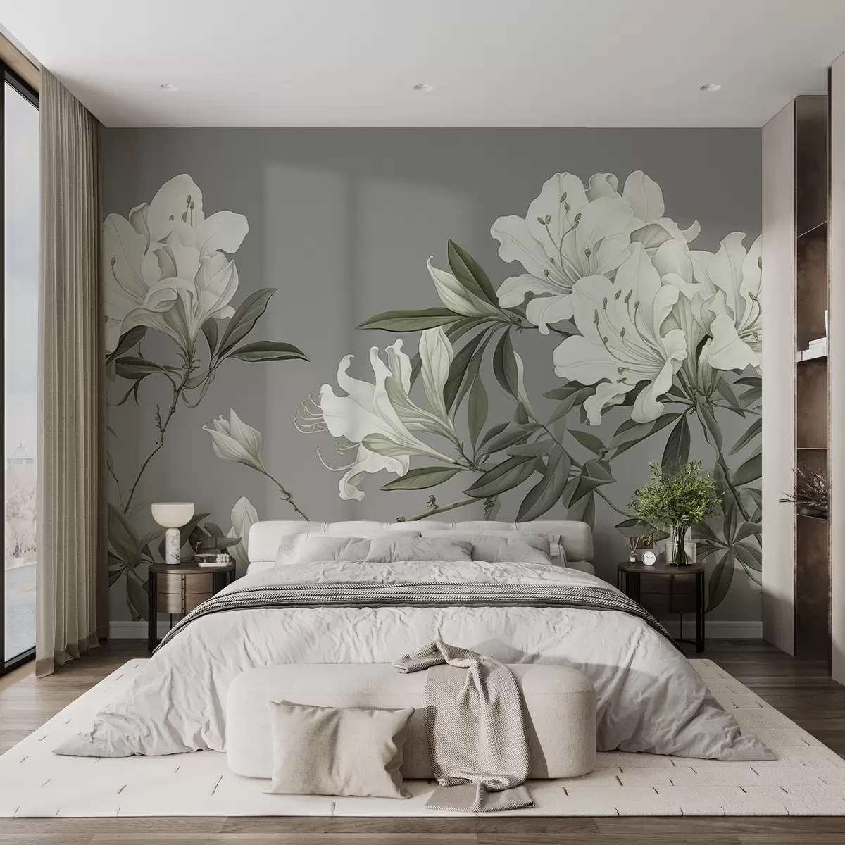 wall murals Blooming Harmony,White flowers, branches w03786v1