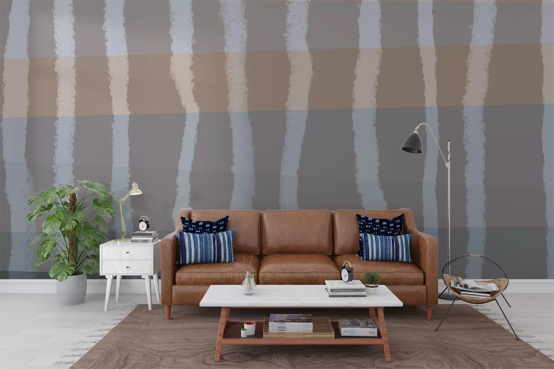 wall murals Lines of Calm,Vertical wavy lines, repetitive pattern, geometric shapes, soft gradation w03788v2