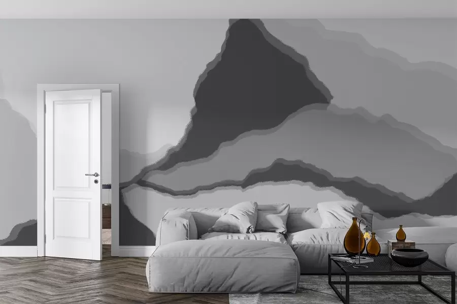 wall murals Mountains, abstract outlines, layering, ridge silhouettes, smooth lines w03791v1