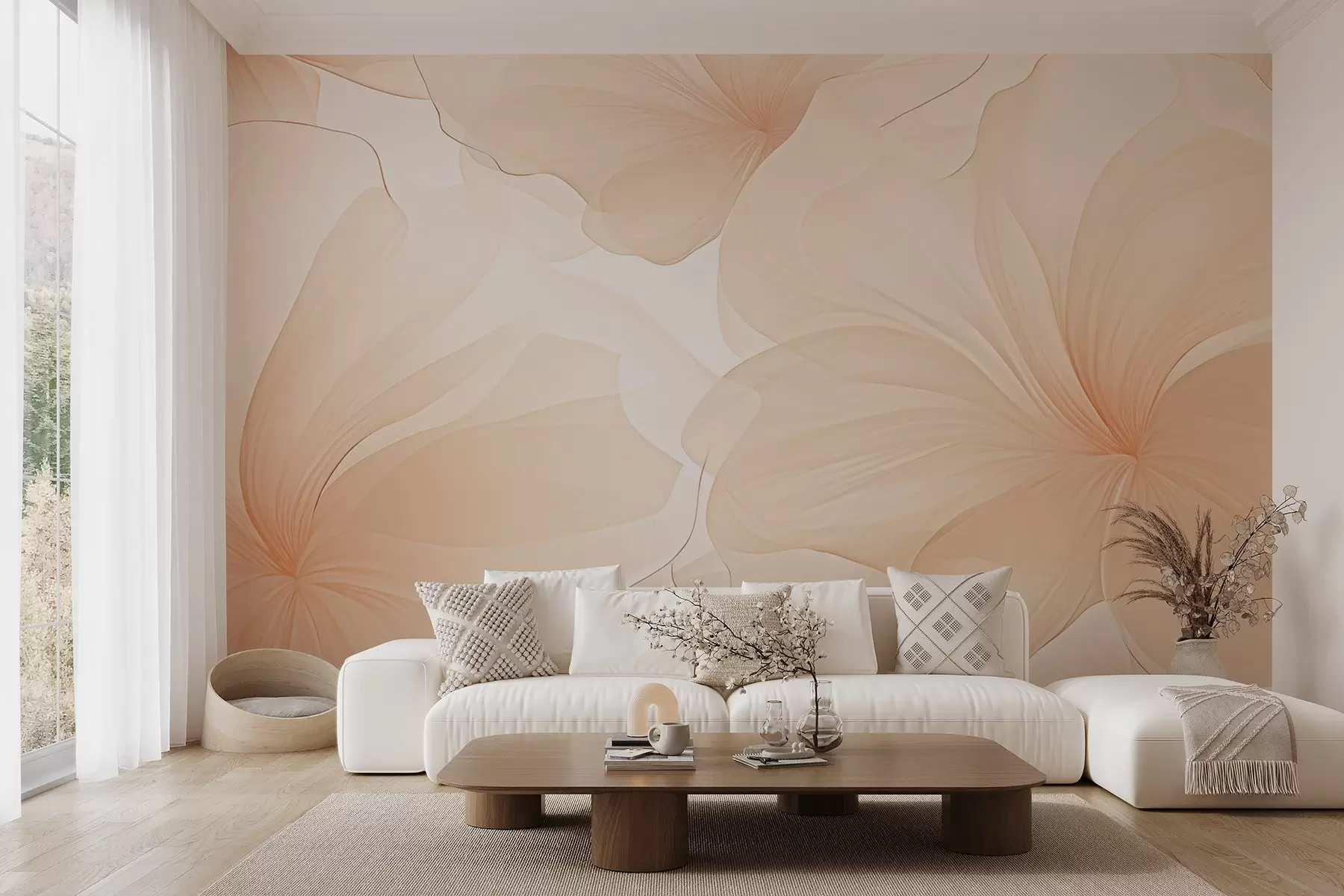 wall murals Soft pink large flower buds w09032