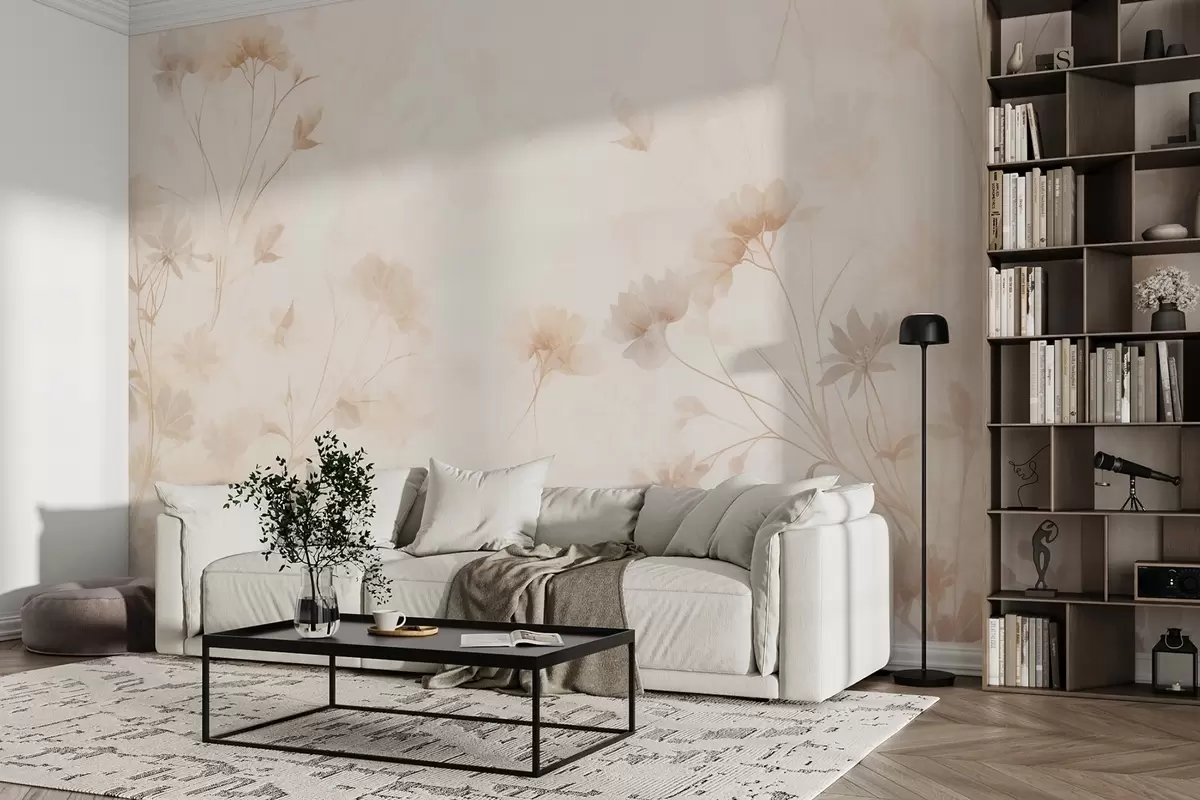 wall murals Pastel wildflowers in watercolor style w09037