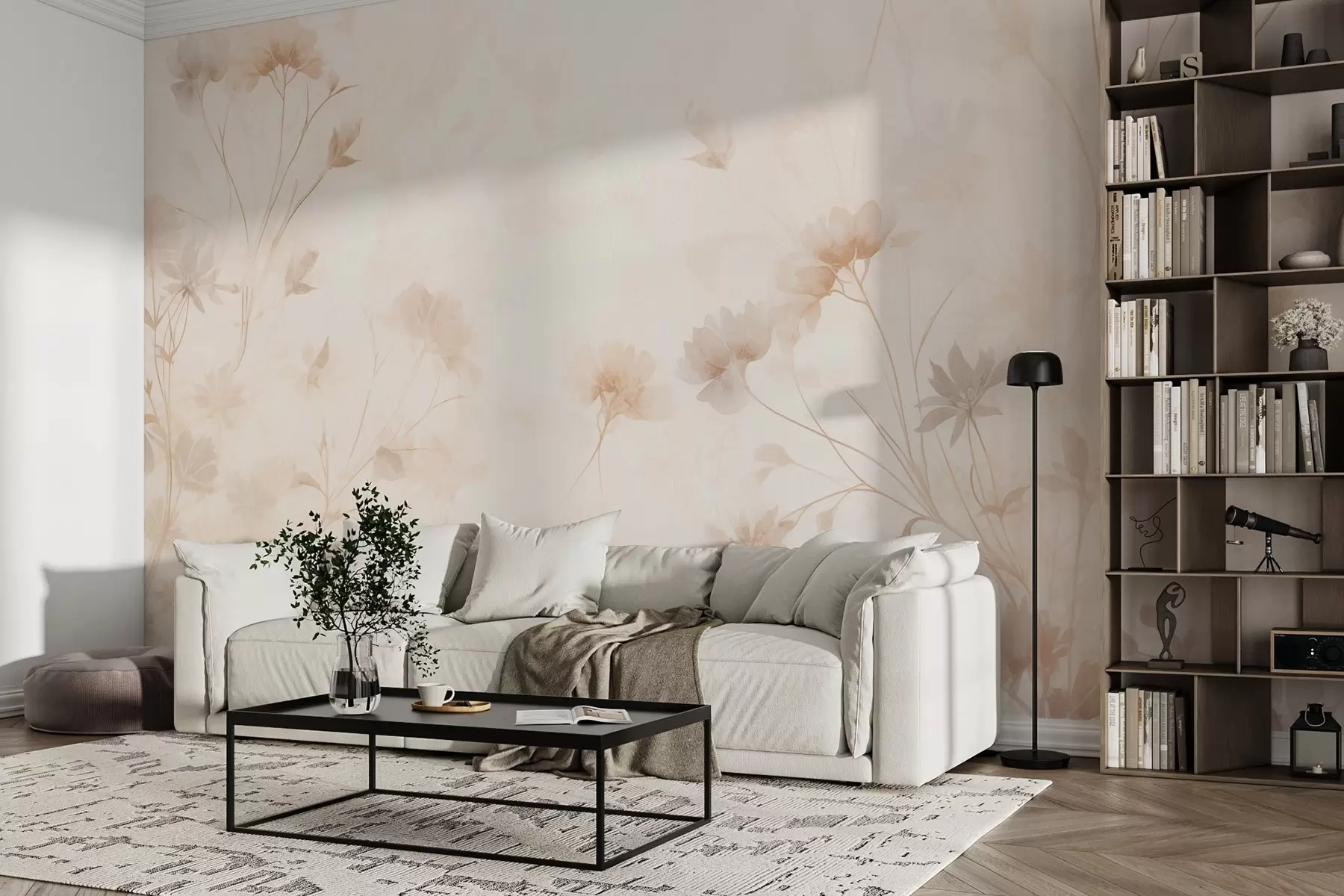 wall murals Pastel wildflowers in watercolor style w09037