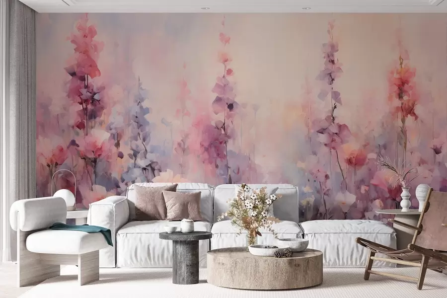 wall murals Colorful wildflowers in watercolor style: lilacs, poppies, daisies w09038